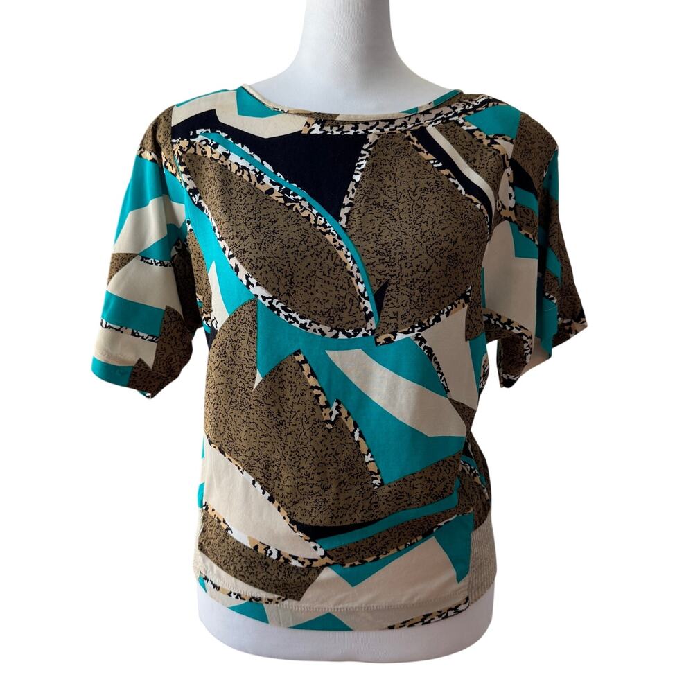 Vintage ‘70s Campus Casuals of California Short Sleeve Blouse w/ Shoulder Pads